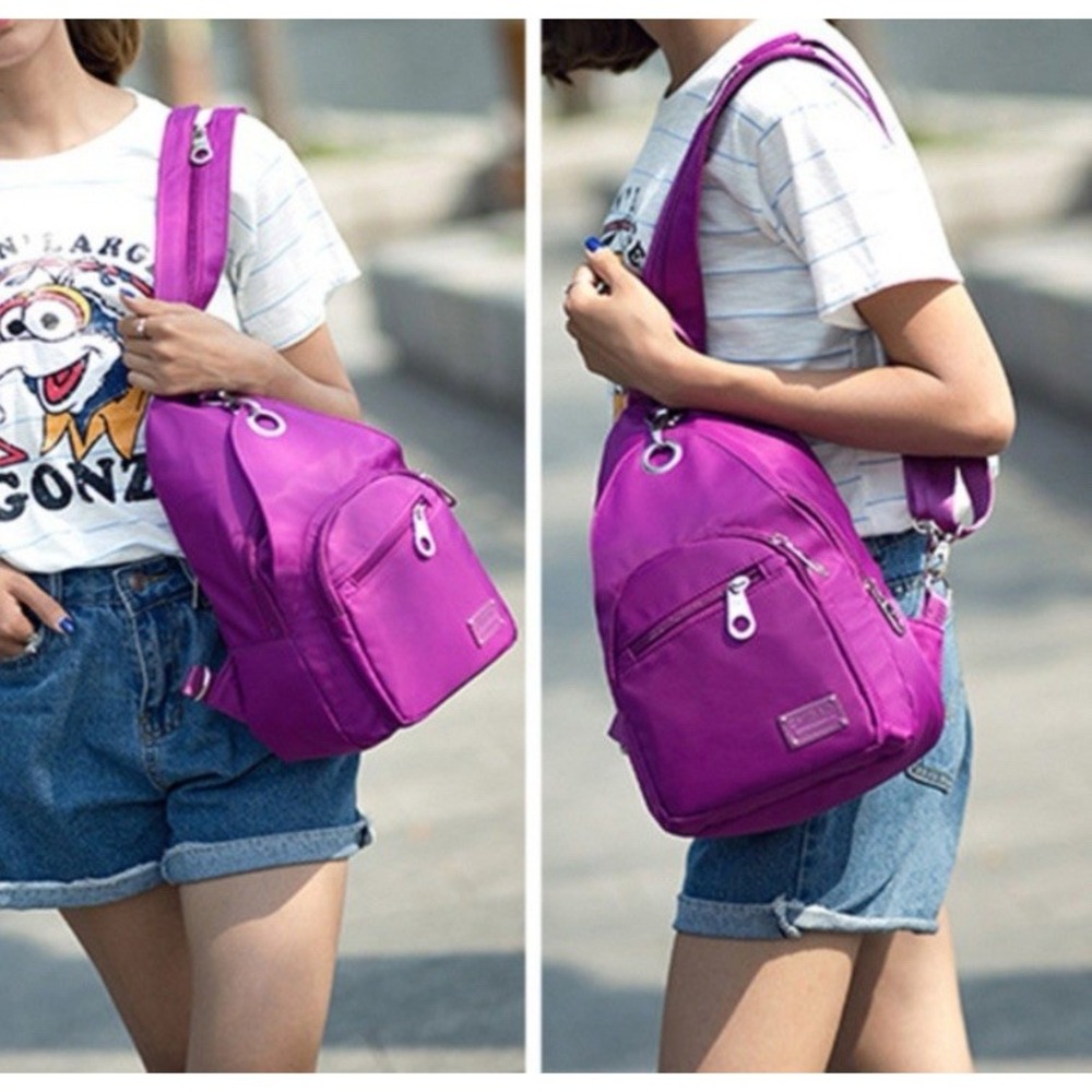 Oxford Backpack Waterproof Lightweight Daypack Crossbody Sling Purple